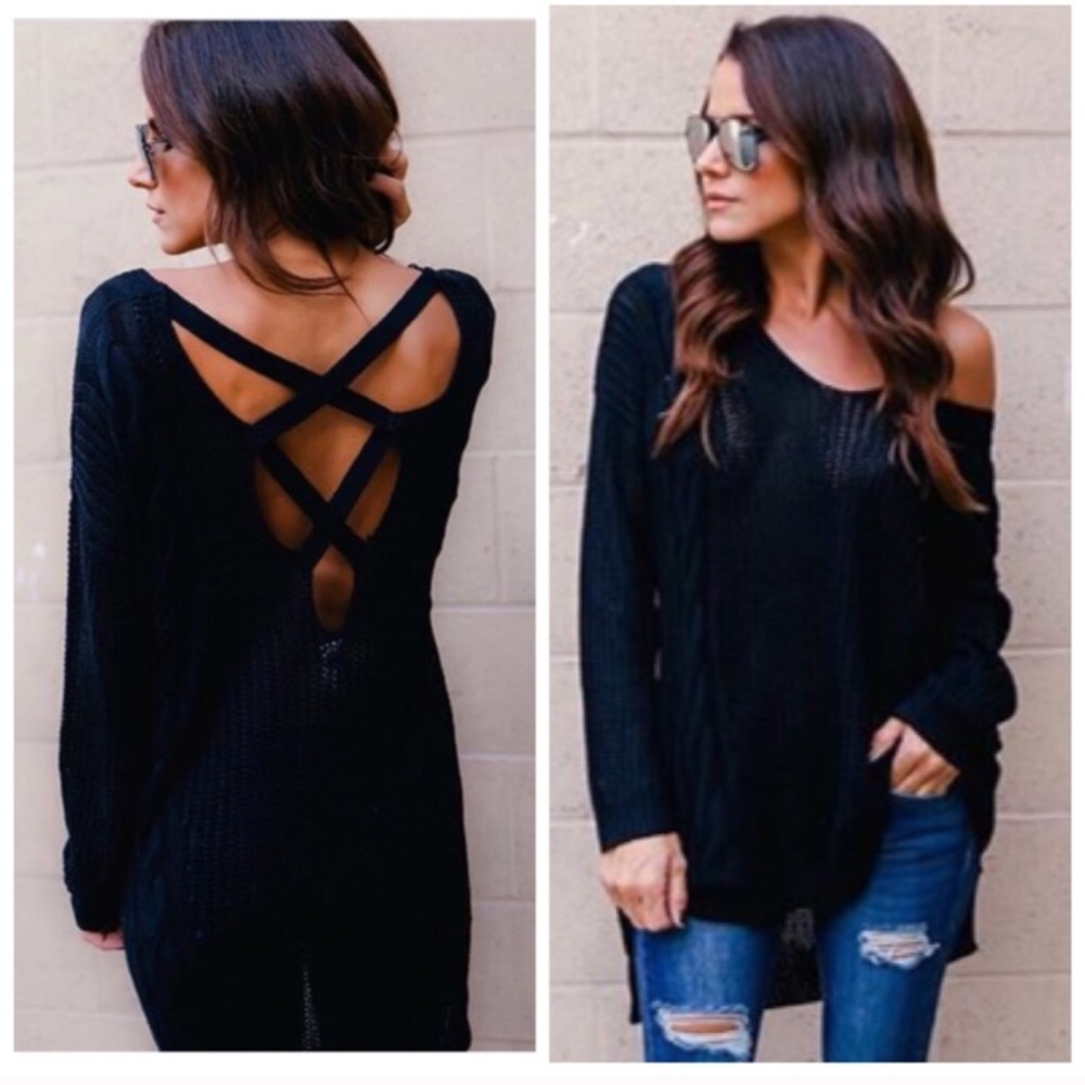 New LAST M/L Cable Knit Sweater cross back - Picture 8 of 8
